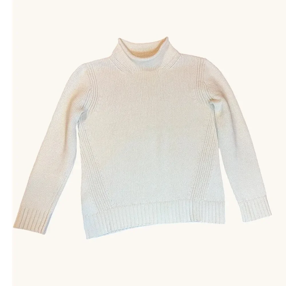 J.CREW Women's 1988 Rollneck Sweater Size Small Ivory Cotton Blend Pullover - Picture 5 of 9